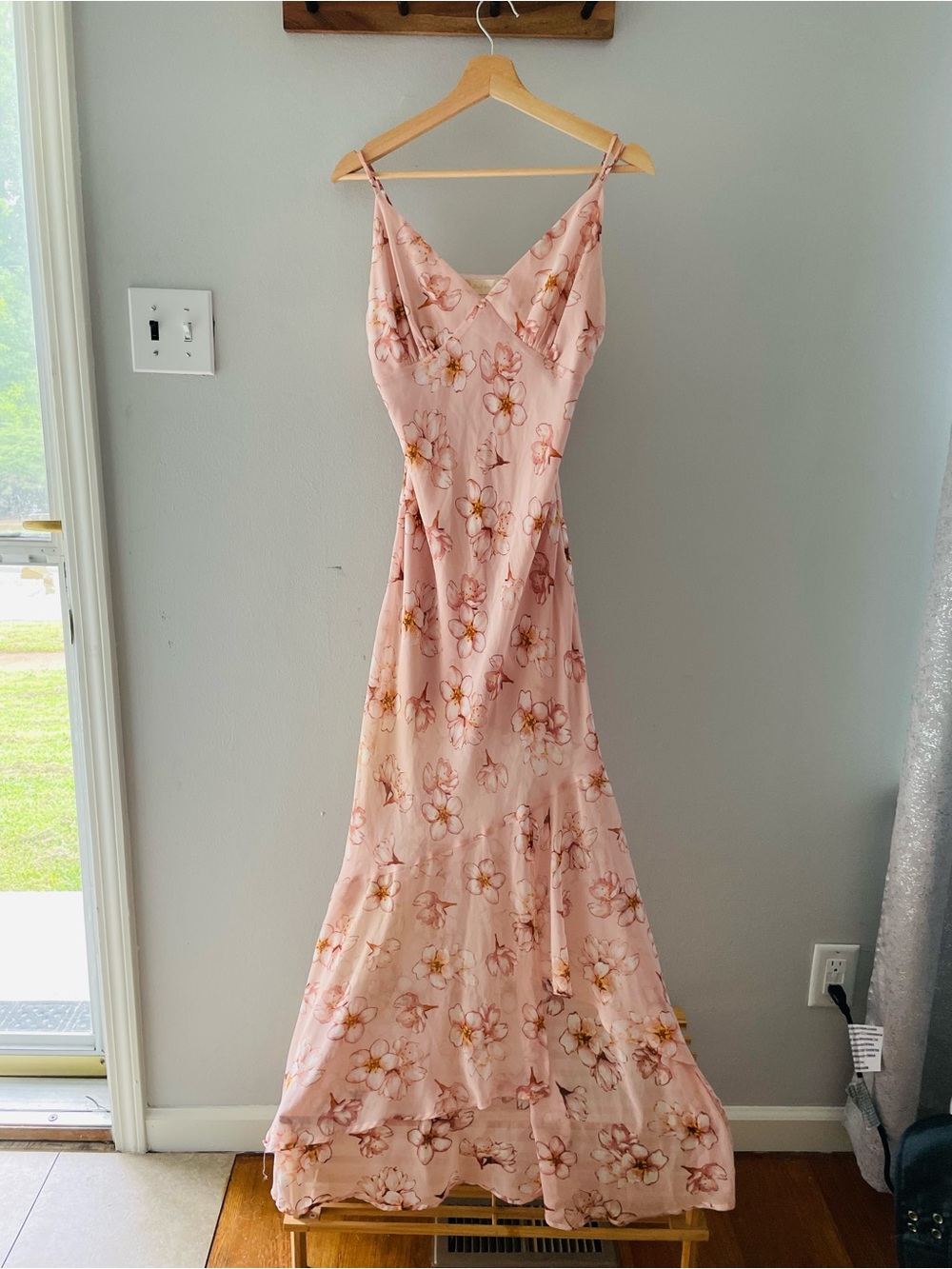Altar'd State Blush Pink Floral Maxi Slip Dress